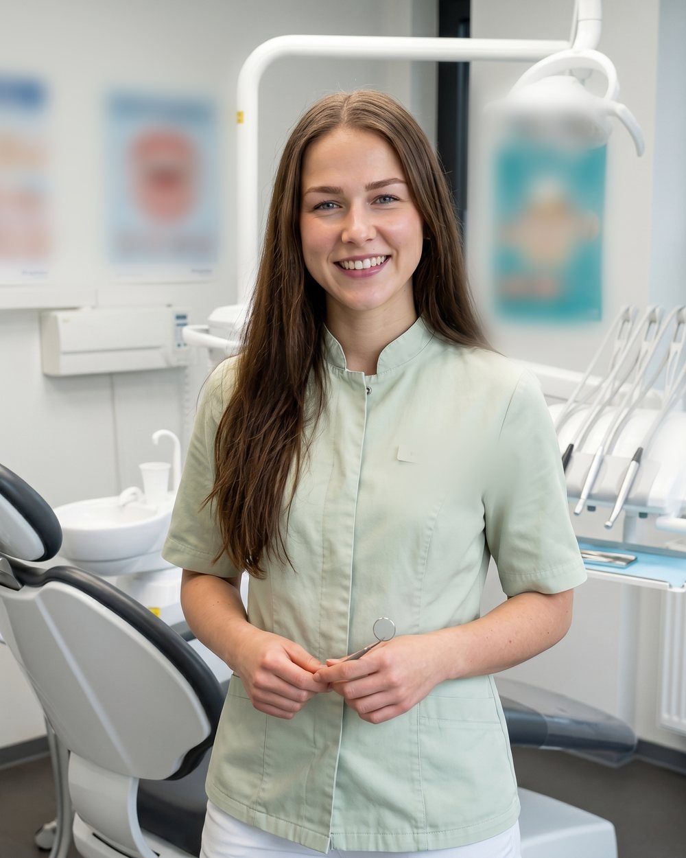 Rosa Laurie, mondhygiënist, in de behandelkamer